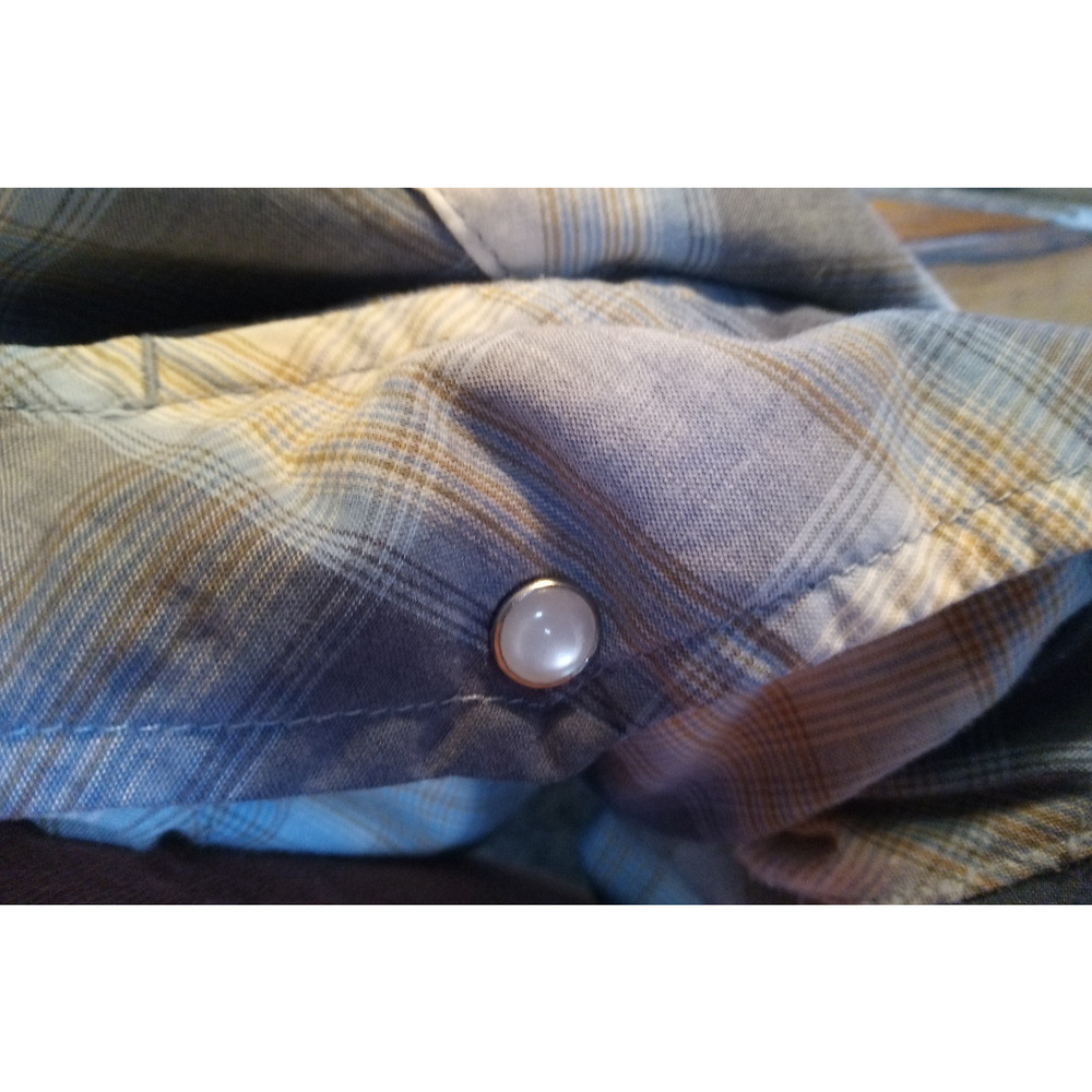 HB Company Mens Size 2xl Blue White And Brown Short Sleeve Western Shirt - Picture 4 of 4